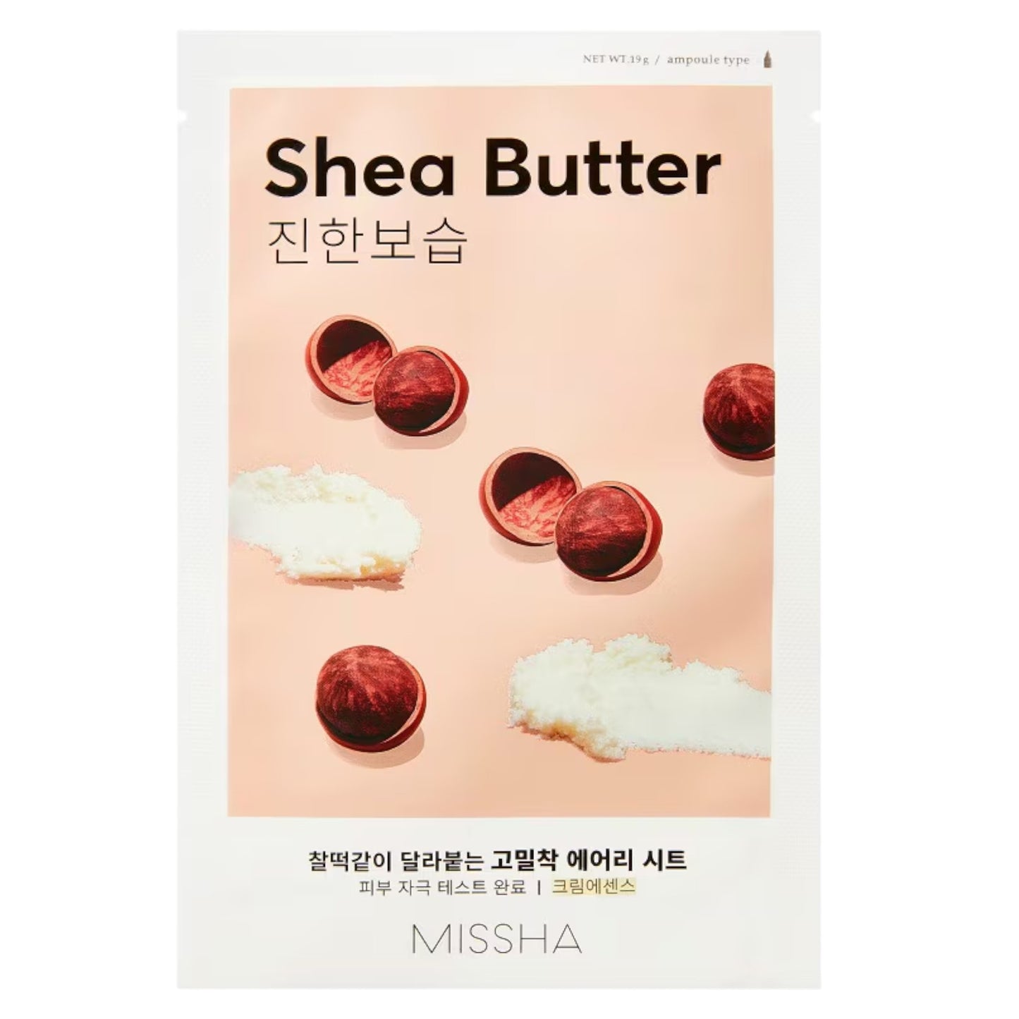 Missha, Airy Fit Shea Butter, Hydration, Sheet Mask, For Face, 19 g