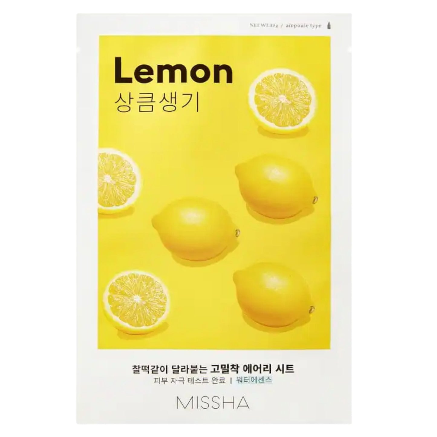 Missha, Airy Fit Lemon, Vitamin C, Hydrating, Sheet Mask, For Face, 19 g