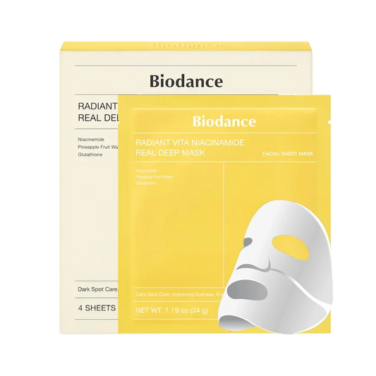 Set, Biodance, Vita Niacinamide, Brightening, Sheet Mask, For Face, 4 pcs, 34 g